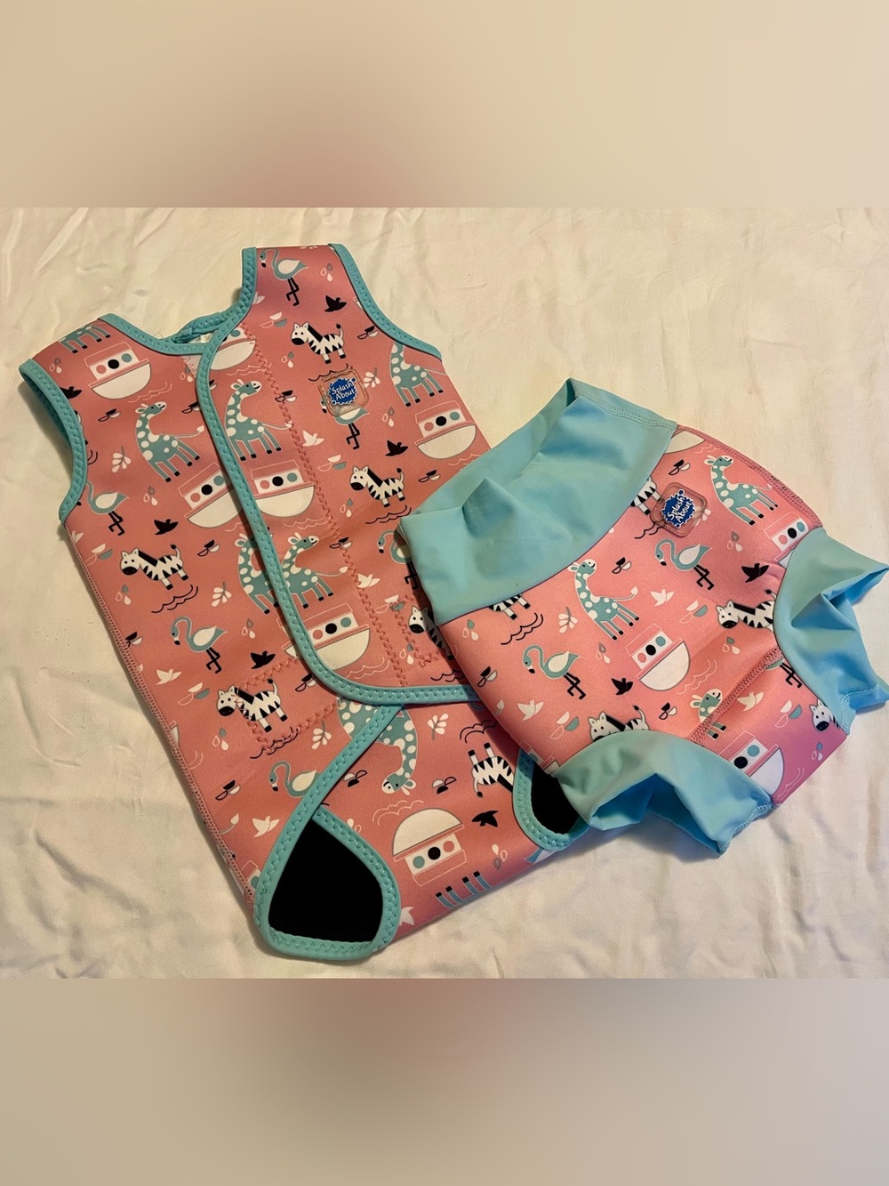 Kids Animal Print BabyWrap Wetsuit Swimsuit with Diaper Cover 6-18mo